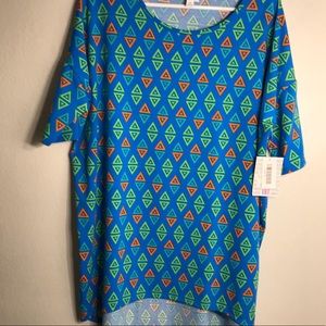 LULAROE Irma bright blue design shirt size MD